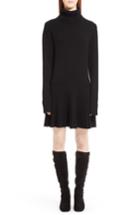 Women's Chloe Cashmere Pleated Turtleneck Dress - Black