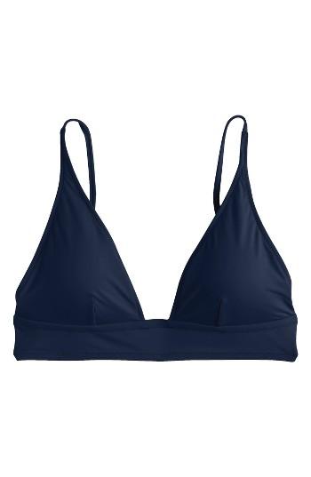 Women's J.crew Italian Matte Plunge Bikini Top, Size - Blue