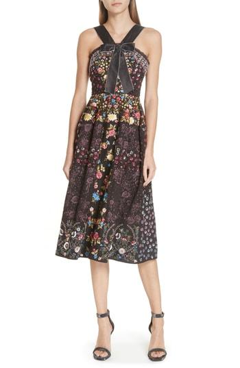 Women's Needle & Thread Patchwork Embroidered Bow Front Dress - Grey