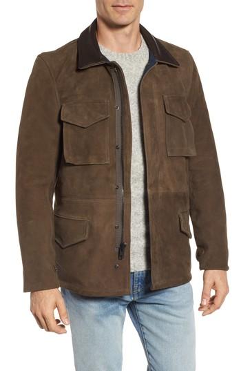 Men's Schott Nyc Suede M-51 Field Coat, Size - Green