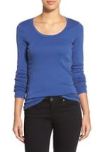 Women's Caslon 'melody' Long Sleeve Scoop Neck Tee - Blue