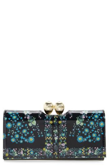 Women's Ted Baker London Kerren - Unity Flag Bobble Leather Matinee Wallet - Black