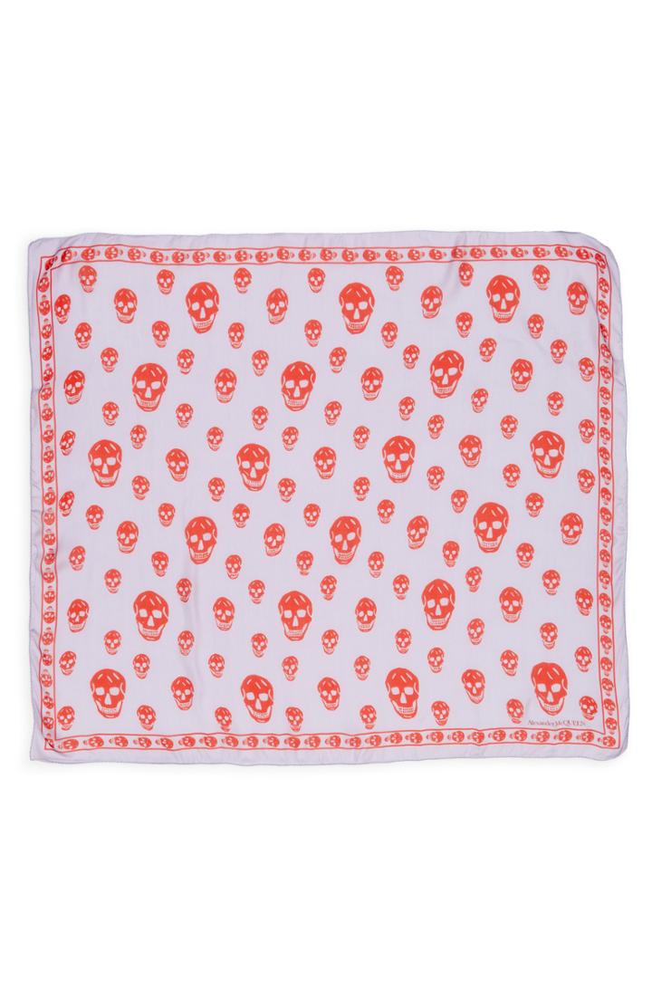 Women's Alexander Mcqueen Skull Silk Scarf, Size - Purple
