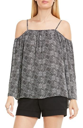 Women's Vince Camuto Print Cold Shoulder Blouse - Black