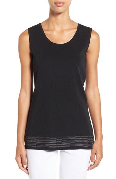 Women's Ming Wang Shimmer Neck Long Knit Tank