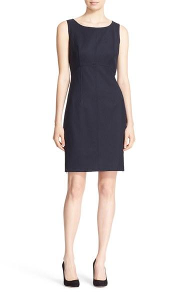 Women's Milly Sleeveless Wool Gabardine Side Zip Sheath Dress