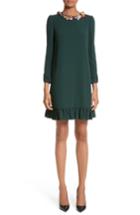 Women's Dolce & Gabbana Button Trim Ruffle Hem Dress Us / 42 It - Green