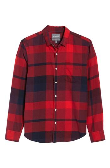Men's Bonobos Slim Fit Brushed Plaid Sport Shirt, Size - Red