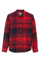 Men's Bonobos Slim Fit Brushed Plaid Sport Shirt, Size - Red
