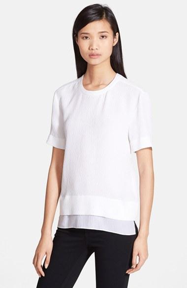 Women's Helmut Lang 'tissue' Textured Silk Tee, Size