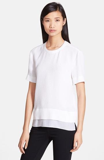 Women's Helmut Lang 'tissue' Textured Silk Tee, Size