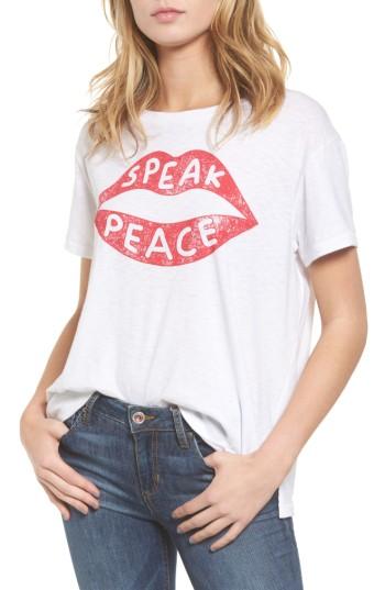 Women's Sundry Speak Peace Tee - White