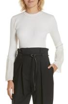 Women's 3.1 Phillip Lim Chiffon Cuff Silk Blend Sweater - White