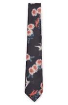 Men's Topman Floral Print Tie, Size - Black