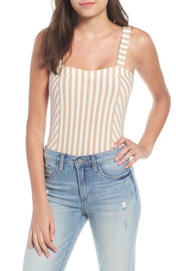 Women's Bp. Stripe Bodysuit, Size - Beige