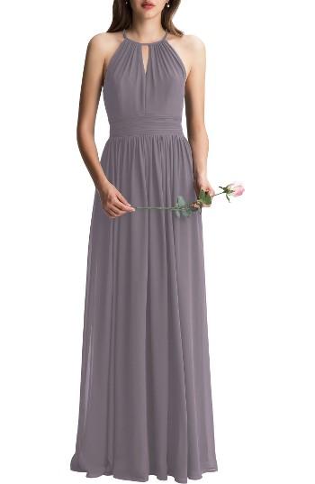 Women's #levkoff Keyhole Chiffon A-line Gown