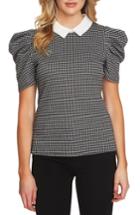 Women's Cece Puff Sleeve Check Knit Top - Black