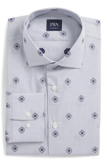 Men's John W. Nordstrom Trim Fit Medallion Dress Shirt - Blue