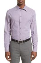 Men's Armani Collezioni Regular Fit Houndstooth Sport Shirt, Size - Grey