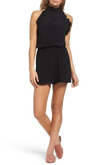 Women's Fraiche By J Frill Halter Romper - Black