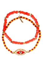 Women's Mhart Evil Eye Set Of 2 Beaded Stretch Bracelets