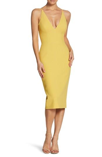Women's Dress The Population Lyla Crepe Sheath Dress - Yellow