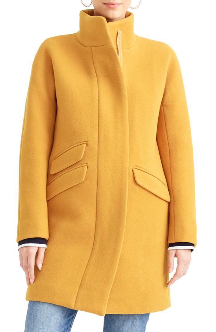 Petite Women's J.crew Stadium Cloth Cocoon Coat P - Orange