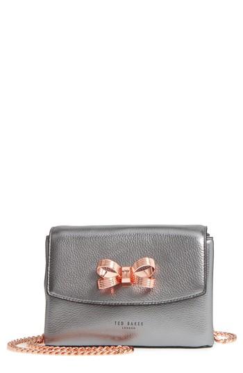 Ted Baker London Lupiin Metallic Leather Crossbody Bag - Grey