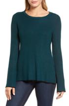 Petite Women's Vince Camuto Tipped Bell Sleeve Sweater, Size P - Green