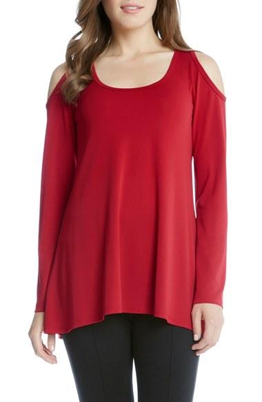 Women's Karen Kane Cold Shoulder Top - Red