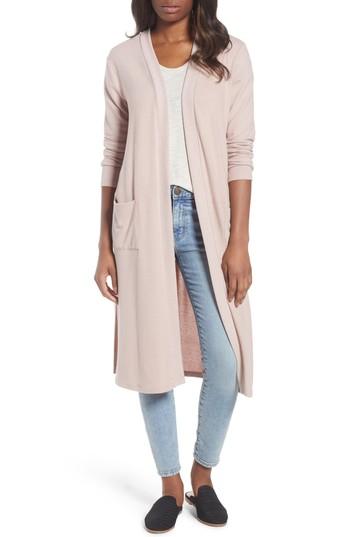 Women's Gibson Long Fleece Open Cardigan, Size - Pink