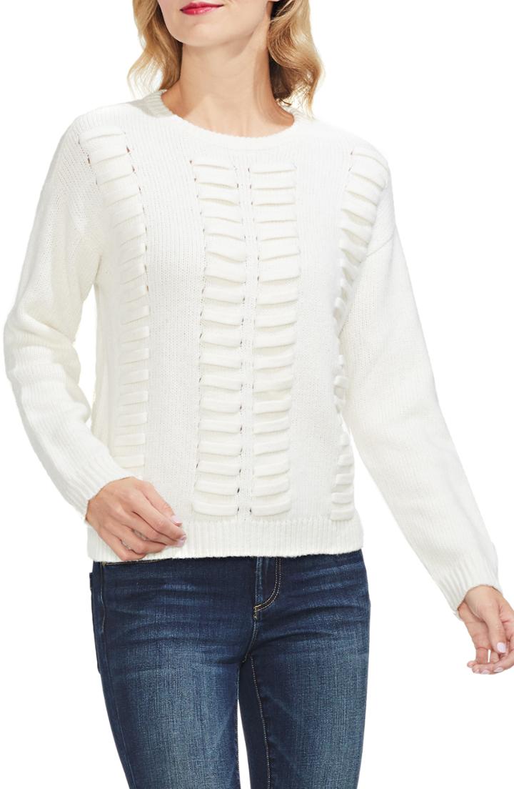 Women's Vince Camtuo Lace Through Detail Cotton Blend Sweater