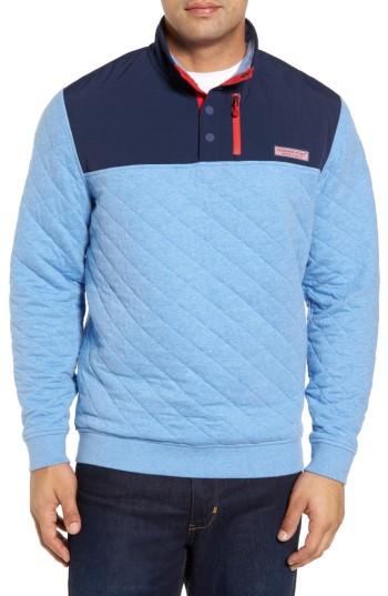 Men's Vineyard Vines Quilted Quarter Snap Placket Pullover - Blue