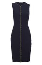 Women's Versace Collection Studded Zip Front Dress Us / 44 It - Blue