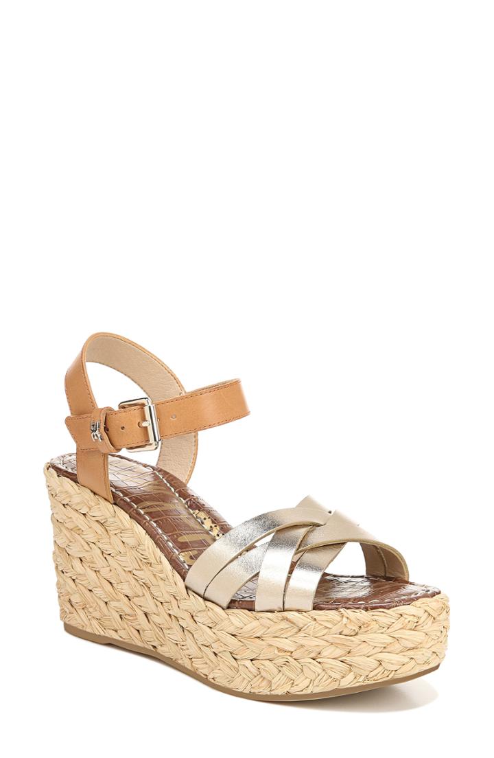 Women's Sam Edelman Darline Platform Wedge Sandal .5 M - Metallic