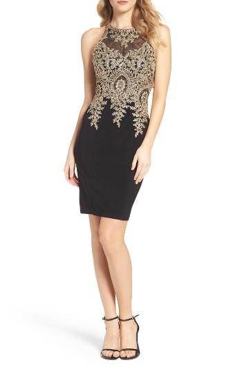 Women's Xscape Embroidered Sheath Dress - Black
