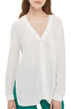 Women's Topshop Slouchy Pocket Shirt Us (fits Like 0) - Ivory