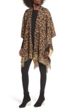 Women's Sole Society Leopard Print Fringe Wrap, Size - Brown