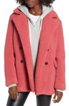 Women's Bp. Textured Double Breasted Coat - Coral