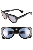Women's Moncler 51mm Shield Sunglasses - Black/ Gold/ Violet Mirror