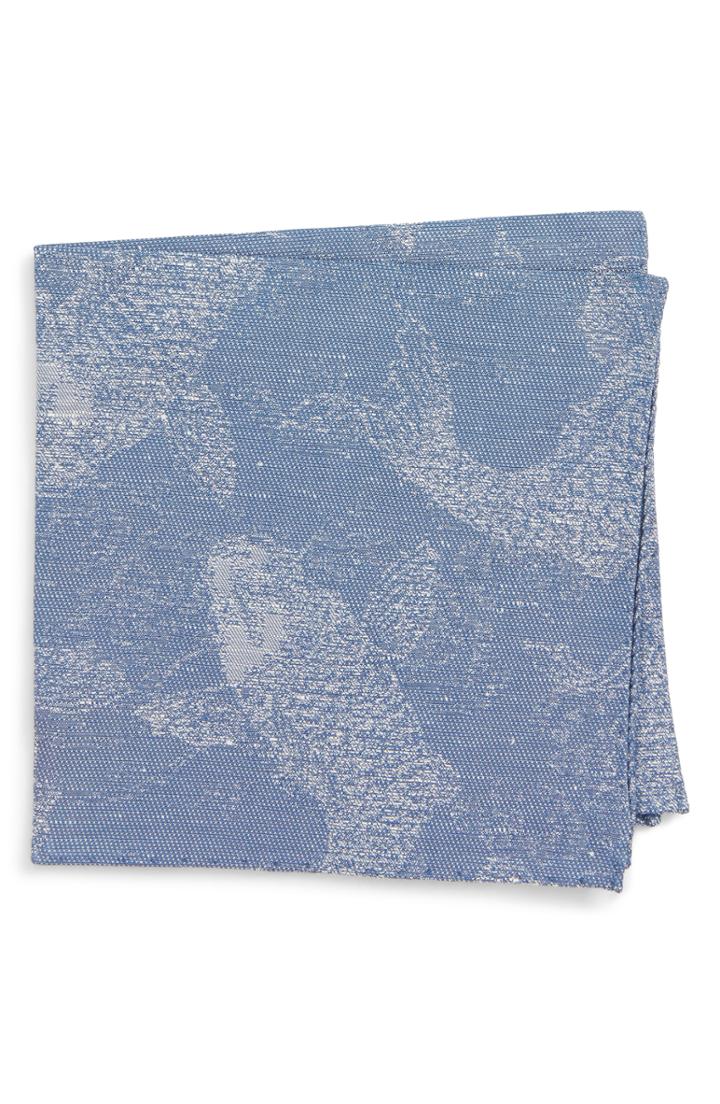 Men's Eton Print Cotton Pocket Square, Size - Blue