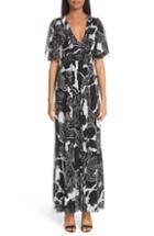 Women's Fuzzi Floral Patchwork Print Long Sleeve Tulle Dress