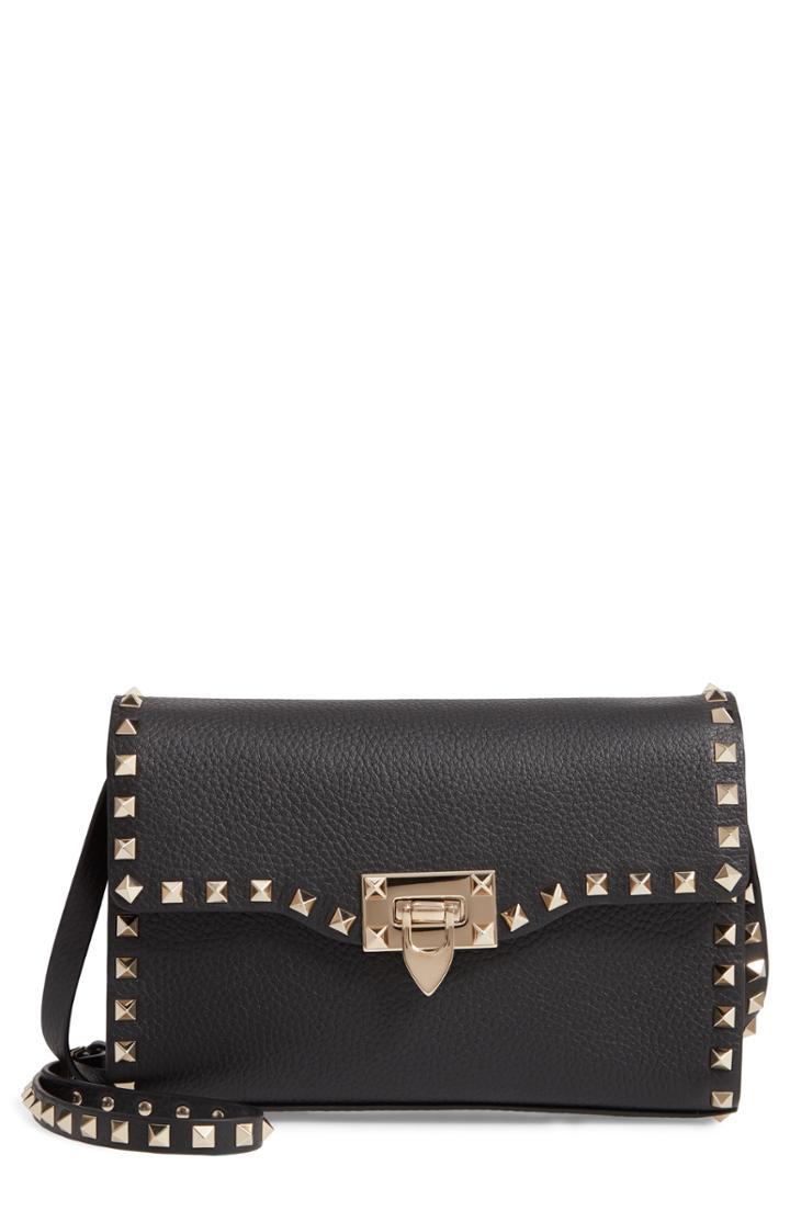 Valentino Garavan Medium Rockstud Leather Shoulder Bag - Black
