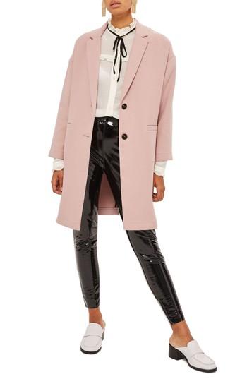 Women's Topshop Ponte Twill Coat Us (fits Like 0) - Beige