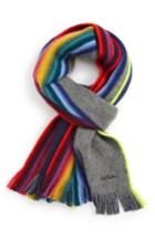 Men's Paul Smith Rainbow Edge Wool Scarf, Size - Grey