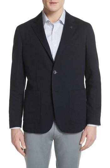 Men's Canali Classic Fit Knit Cotton Blazer Us / 52 Eur - Blue