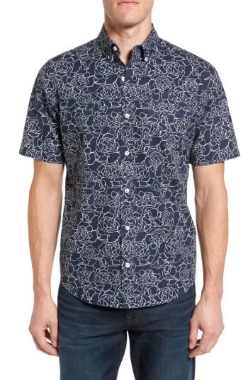 Men's Nordstrom Men's Shop Regular Fit Floral Print Sport Shirt - Blue