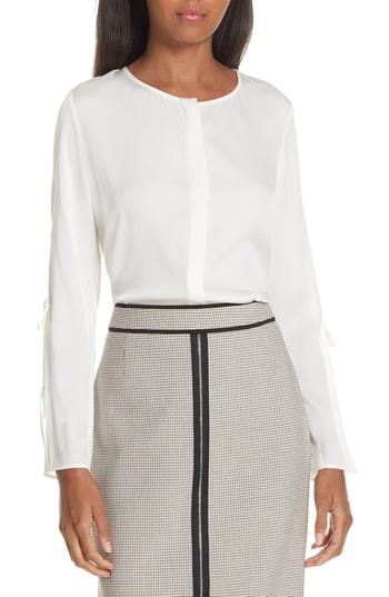 Women's Boss Burana Stretch Silk Blouse - White