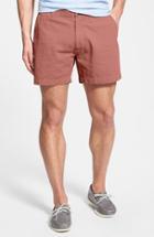 Men's Vintage 1946 'snappers' Vintage Washed Elastic Waistband Shorts - Red