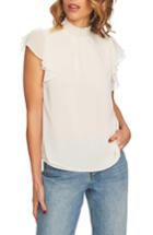 Women's 1.state Flutter Sleeve Smocked Neck Blouse - White